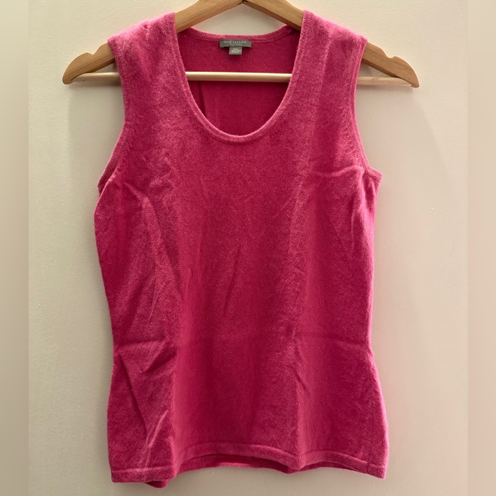 Ann Taylor 100% Cashmere Pink Sweater Tank Top